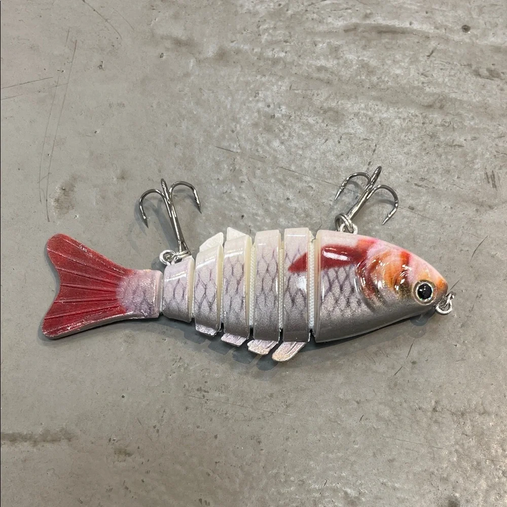 Lifelike Multi-Jointed Fish Lure - Red and White